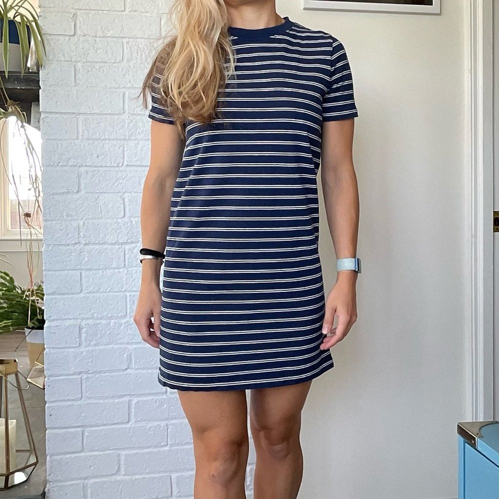 Madewell Tee Dress - XS - Navy Stripe